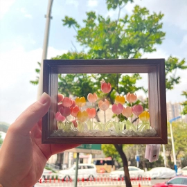 Tulip Night Light Photo Frame DIY Handmade Home Decor Cute Ornaments Nightlamp Valentine's Day Christmas Birthday Gift Girls