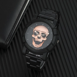 Fashion Design Skull Watch for Men Black Big Watches Men Luxury Quartz Stainless Steel Men's Watches
