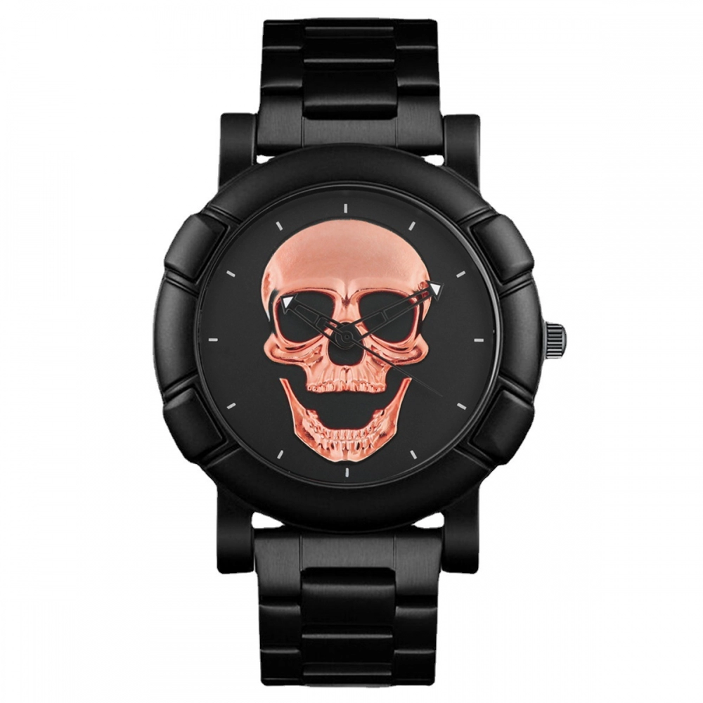 Fashion Design Skull Watch for Men Black Big Watches Men Luxury Quartz Stainless Steel Men's Watches