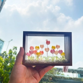 Tulip Night Light Photo Frame DIY Handmade Home Decor Cute Ornaments Nightlamp Valentine's Day Christmas Birthday Gift Girls