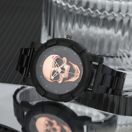 Fashion Design Skull Watch for Men Black Big Watches Men Luxury Quartz Stainless Steel Men's Watches