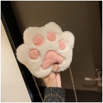 Cute Bear Paw Girls Chain Zipper Shoulder Bag Lovely Children's Soft Plush Coin Purse Boys Accessories Small Crossbody Bags